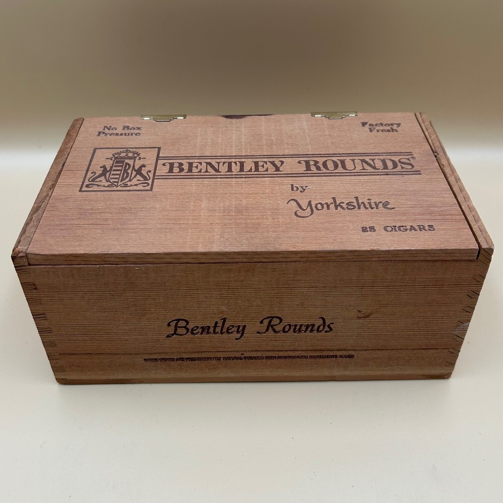 Vintage Bentley Rounds Yorkshire Wooden Cigar Box S. Frieder & Sons Co PA